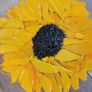Hand blown sunflower plates decorative